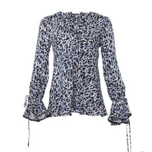 Derek Lam 10 Crosby
Blue Leopard Print Blouse